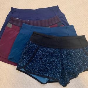Lot of LULULEMON SPEED UP SHORTS - size 4 NWOT